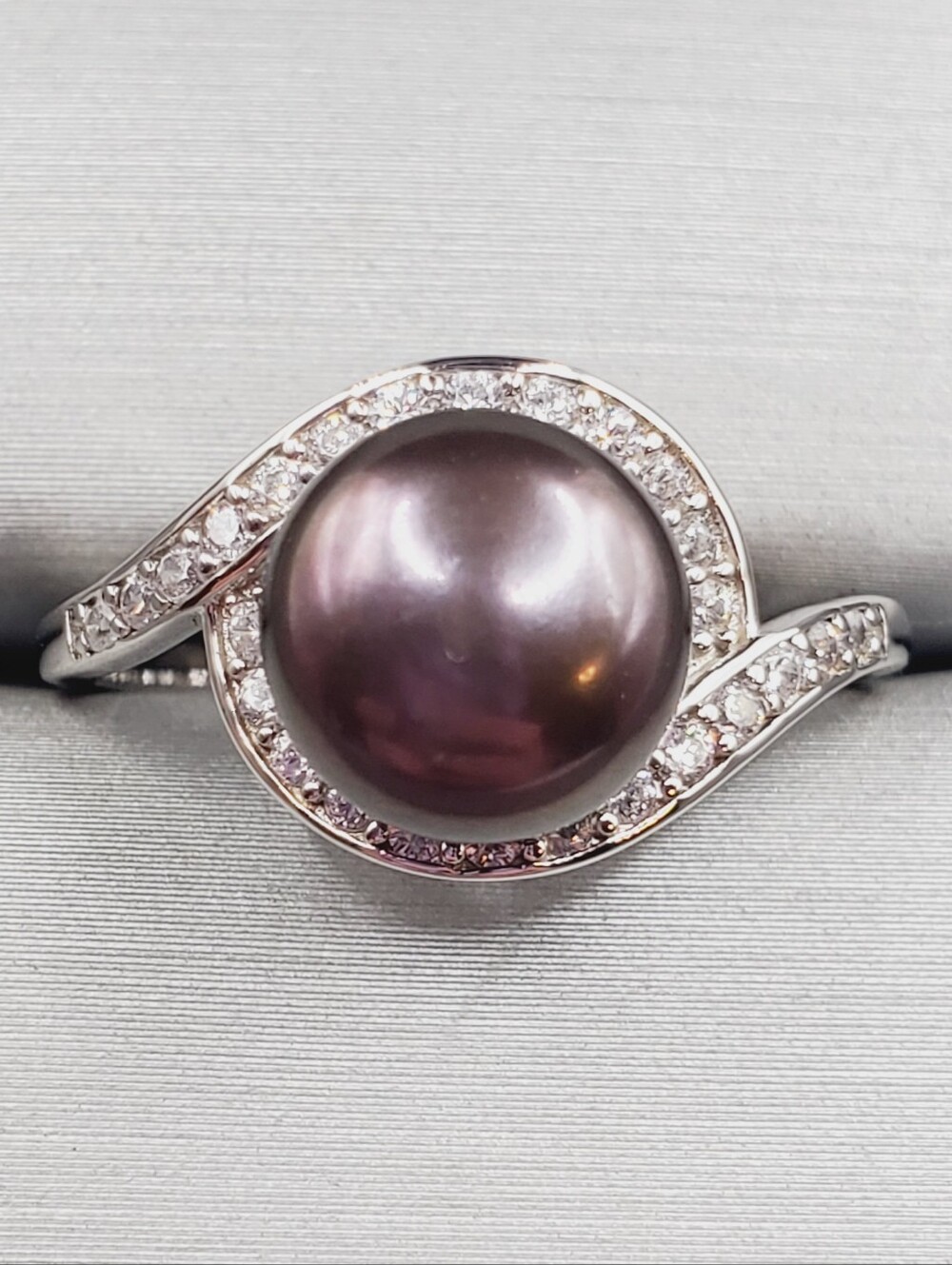 Peacock Freshwater Pearl 925 Sterling Silver Halo Twist Ring